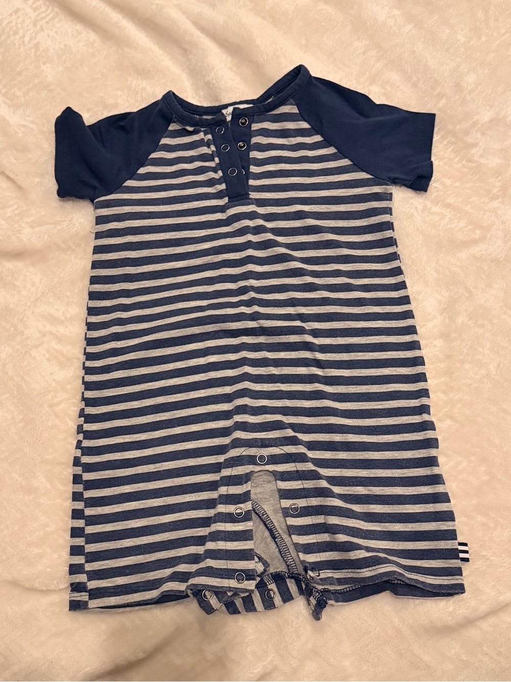 Splendid Navy and Light Gray Striped Baby Henley